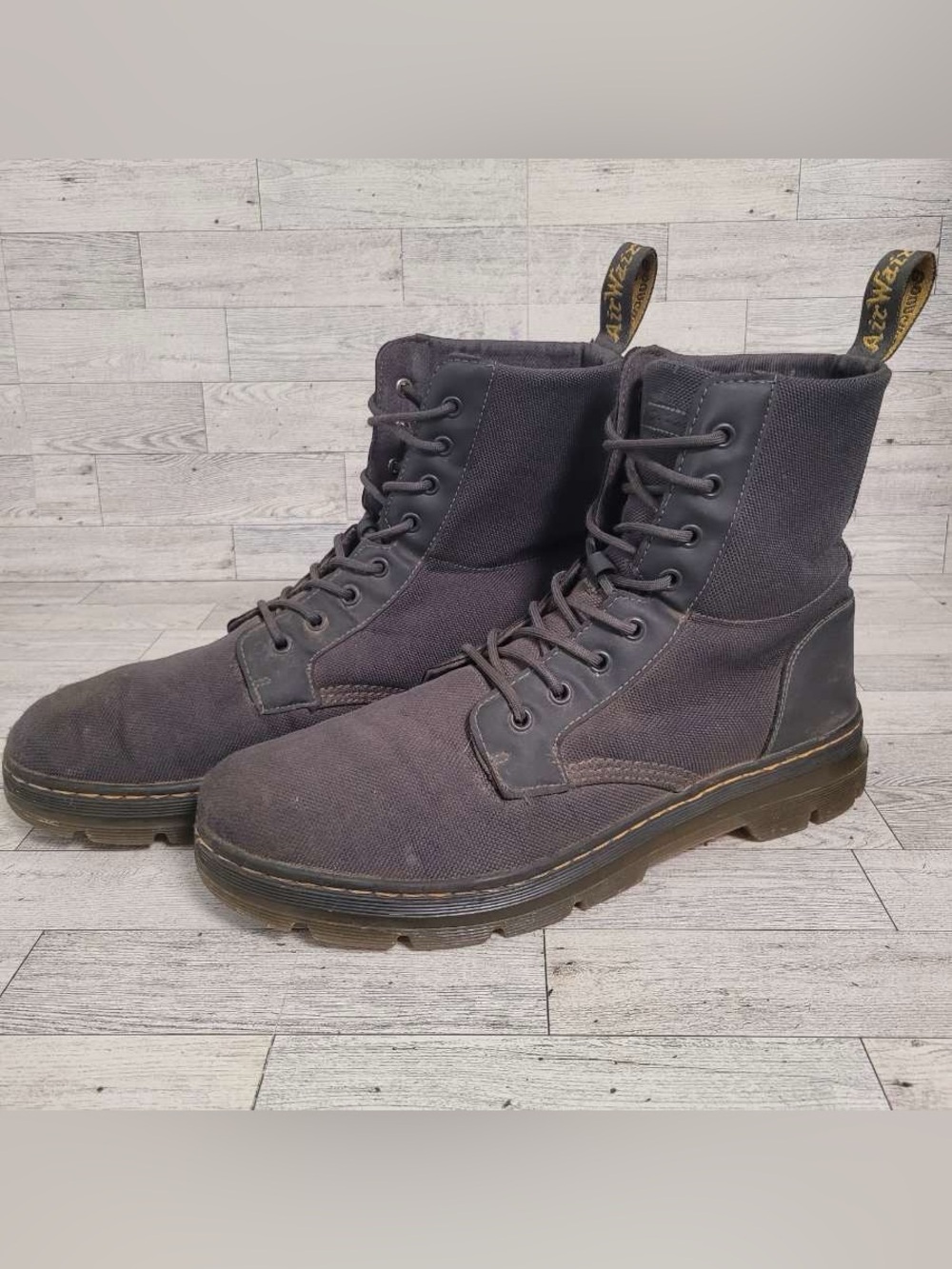 Men's Dr. Martens Combs Grey Canvas Tactical Combat Boots Size 13